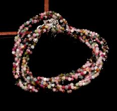 Multi Tourmaline Beaded Necklace, Three Layer Necklace for women, 925 Sterling silver jewelry